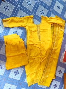 Yellow Colour Kurti With Palazzo And Dupatta