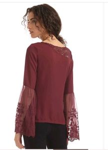 Elle Studio Boat Neck Top With Bell Sleeves