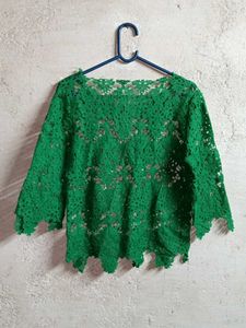 See-through Lace Crop Top Green 💚