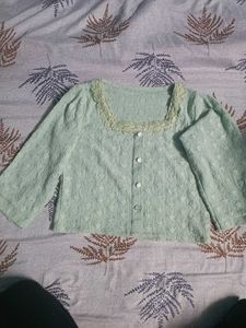 Mint Green Textured Blouse