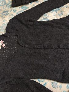 Midnight Veil Black Netted Jacket – Sheer Long Sle