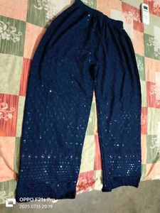 Sequined Navy Blue Palazzo Pants