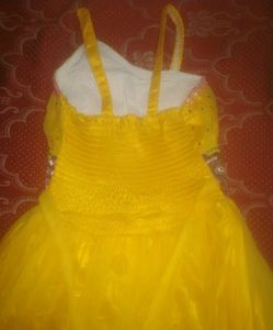 Yellow Midi Length Sleeveless Frock