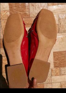 Red Studded Ballet Flats