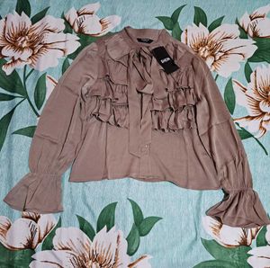 Shein Flounce Sleeve Textured Tailored Fit Layered