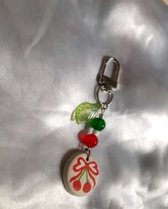 handcrafted clay Cherry Keychain / bag charm