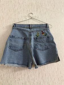Ripped Denim Mom Shorts