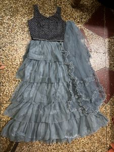 Elegant Grey Ethnic Gown