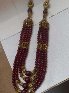 Maroon Beads Long Chain