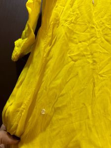 Festive Yellow Organza Kurta N Pants