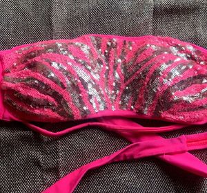Pink Sequin Bikini Top