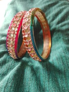 Colorful Rhinestone Bangles (Set of 2)