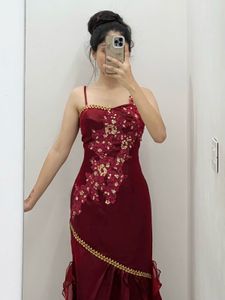 Burgundy Embellished Gown