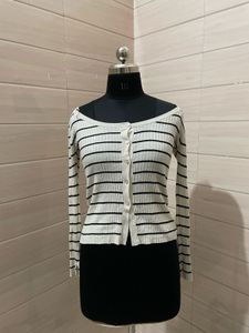 zara y2k striped cardigan
