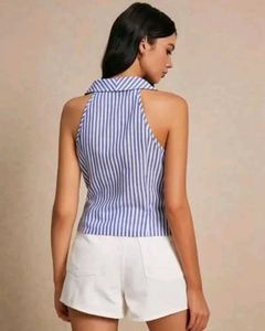 Striped Sleeveless Blouse