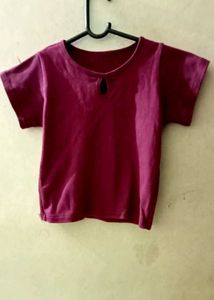 Ribbed Cropped Tee - Burgundy