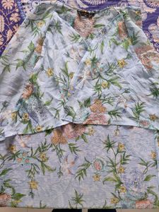 Floral Printed Sky Blue Shrug