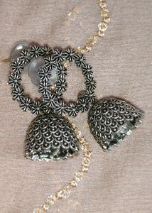 Oxidised Silver Earrings Combo-5(Free Finger Ring)