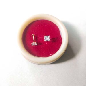 22C Pure Gold Square Dimond Stud Earrings