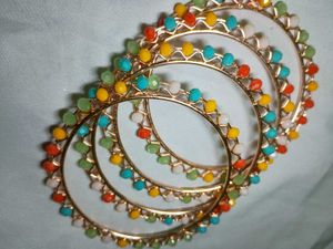 4 Colorful stone thin Bangle Set multicolour