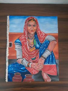 Rajasthani Woman Oil Painting 🎨