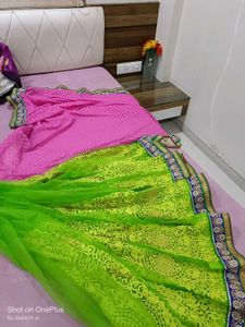 Pink &amp; Green Saree