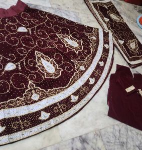 beautiful maroon zaridozi work lehenga velvet ♥️ f