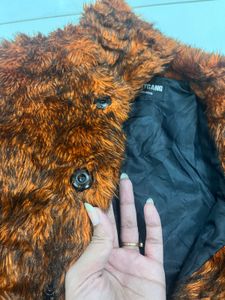 Rust Color Furry Coat For Women