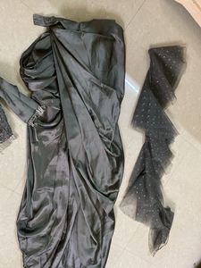 Elegant Grey Drape Lehenga with Blouse