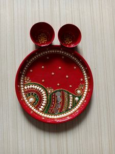 Handmade Decorated Stainless Steel pooja Thali