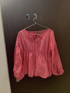 Pink Tie-Neck Blouse