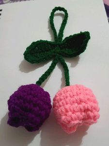 Crochet Two Tulip Charm Keychain