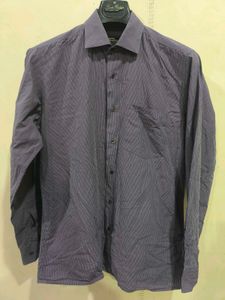 Purple Shirt With White Straps From Van Heusen.