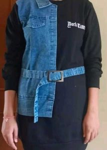 Denim And Sweatshirt Dress