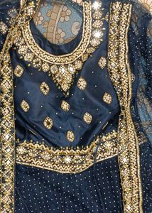 Navy Blue Embroidered Kurta Set