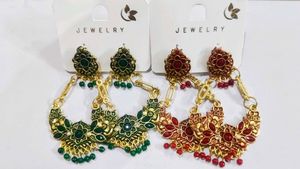 Floral Cutwork Dangle Earrings (Set Of 2)