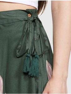 Olive Green Skirt With Floral Design XL