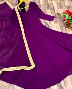 Purple 💜 Beautiful Anarkali With Dupatta Set 🎀