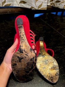 Black And Red Rhinestone Crystal Wedges