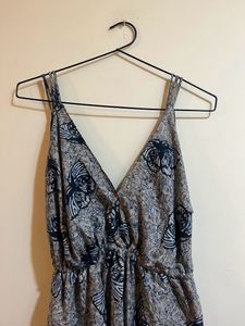 Butterfly Print V Neck Backless Maxi Dress