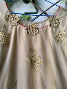 golden partywear kurta with churidar