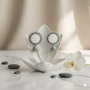 Silver Tone Jhumka Earrings