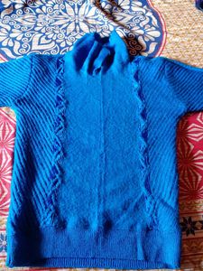 Vintage Style Blue Knitted Sweater For Women