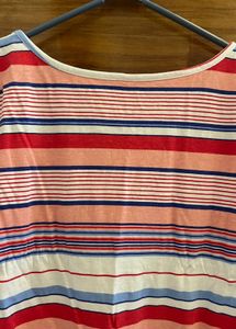 Pink And White Multicolor Dress- Beach Wear