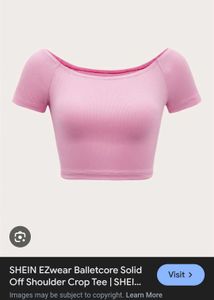 Pink Off-Shoulder Bellercore Shein Crop Top