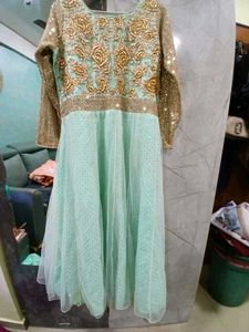 Elegant Mint &amp; Gold Embellished Dress