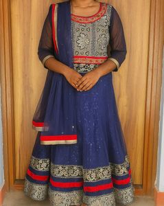 Elegant Blue Embroidered Lehenga