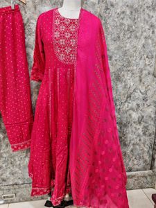 Pink Embroidered Kurta Set