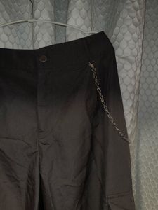 Black Cargo Pants with Chain