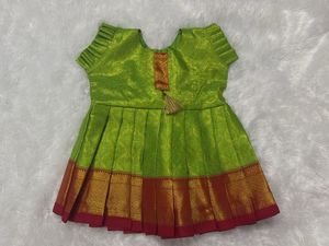 Green Silk Frock for Girls